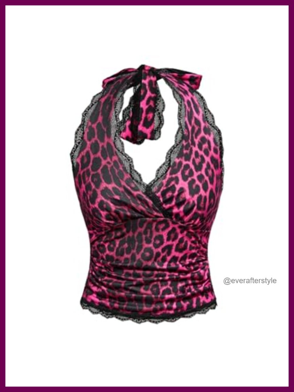 Leopard Print Halter Crop Cami Top Sleeveless Backless Y2K Ruched